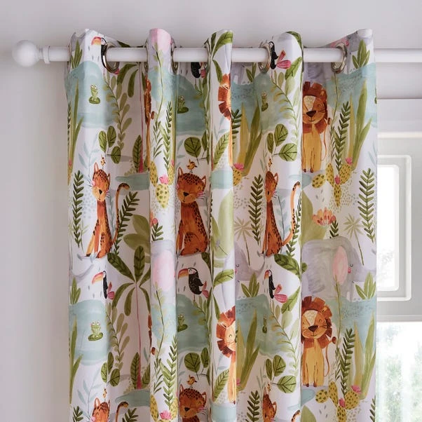 Jungle Friends Blackout Eyelet Curtains 3 Jungle Friends Blackout Eyelet Curtains